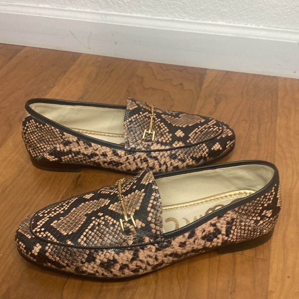 Sam Edelman Loraine Snake Print Leather Almond Toe Slip On Loafers Shoes Sz 9W
